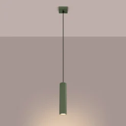 Lámpara colgante ALORA, verde oliva, Ø 8 cm, metal, GU10