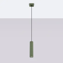 Lámpara colgante ALORA, verde oliva, Ø 8 cm, metal, GU10