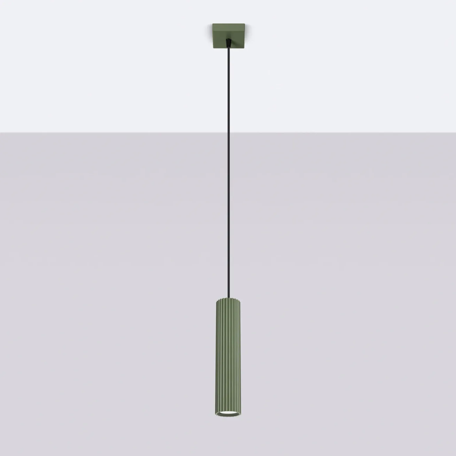 Lámpara colgante ALORA, verde oliva, Ø 8 cm, metal, GU10