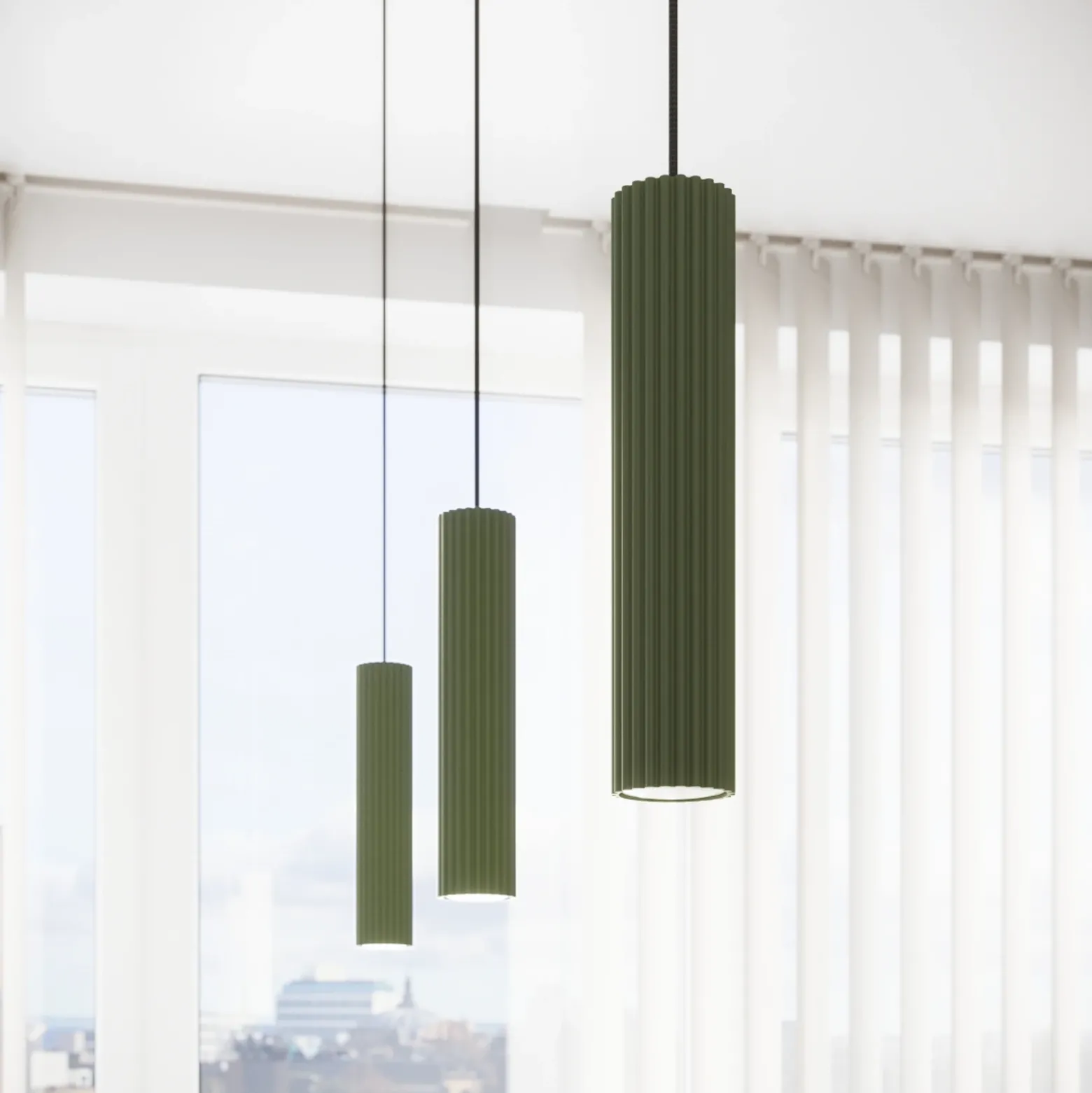 Lámpara colgante ALORA, verde oliva, Ø 8 cm, metal, GU10