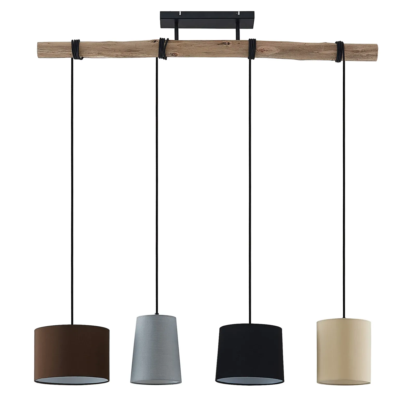 Lámpara colgante Amilia de Lindby, tela, 4 luces, gris/beige, E27