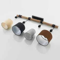 Lámpara colgante Amilia de Lindby, tela, 4 luces, gris/beige, E27