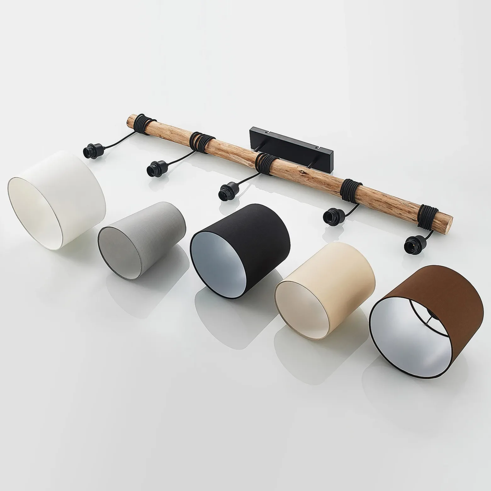 Lámpara colgante Amilia de Lindby, tela, 5 luces, gris/beige, E27