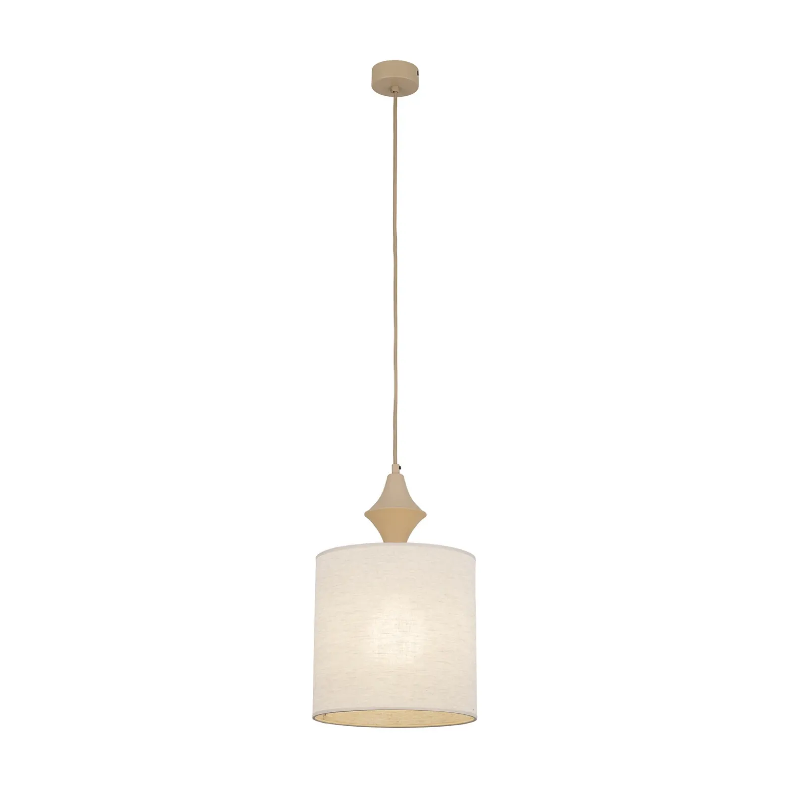Lámpara colgante Amura, beige/arena, tela, Ø 25 cm, E27