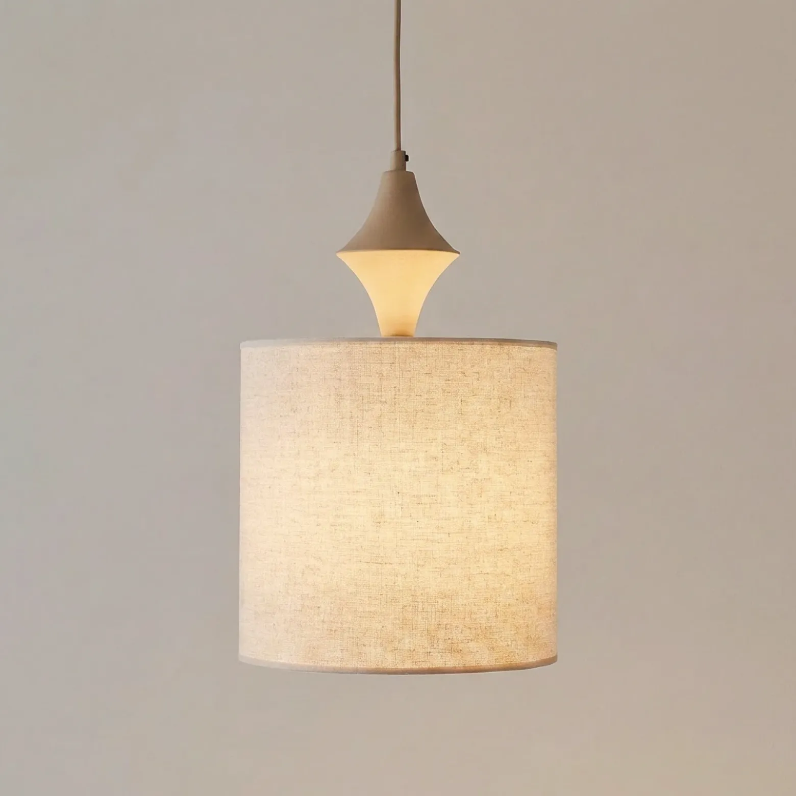 Lámpara colgante Amura, beige/arena, tela, Ø 25 cm, E27