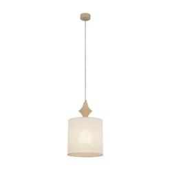 Lámpara colgante Amura, beige/arena, tela, Ø 25 cm, E27