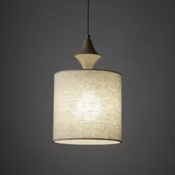 Lámpara colgante Amura, beige/arena, tela, Ø 25 cm, E27