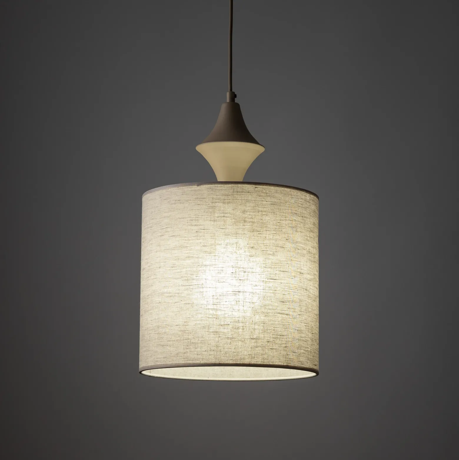 Lámpara colgante Amura, beige/arena, tela, Ø 25 cm, E27