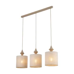 Lámpara colgante Amura, 3 luces, 105 cm de largo, beige/arena, E27