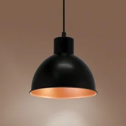 Lámpara colgante Andrin, negro, interior en cobre
