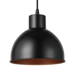 Lámpara colgante Andrin, negro, interior en cobre