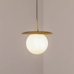 Lámpara colgante Anemon, dorada, cristal, Ø 30 cm, E27