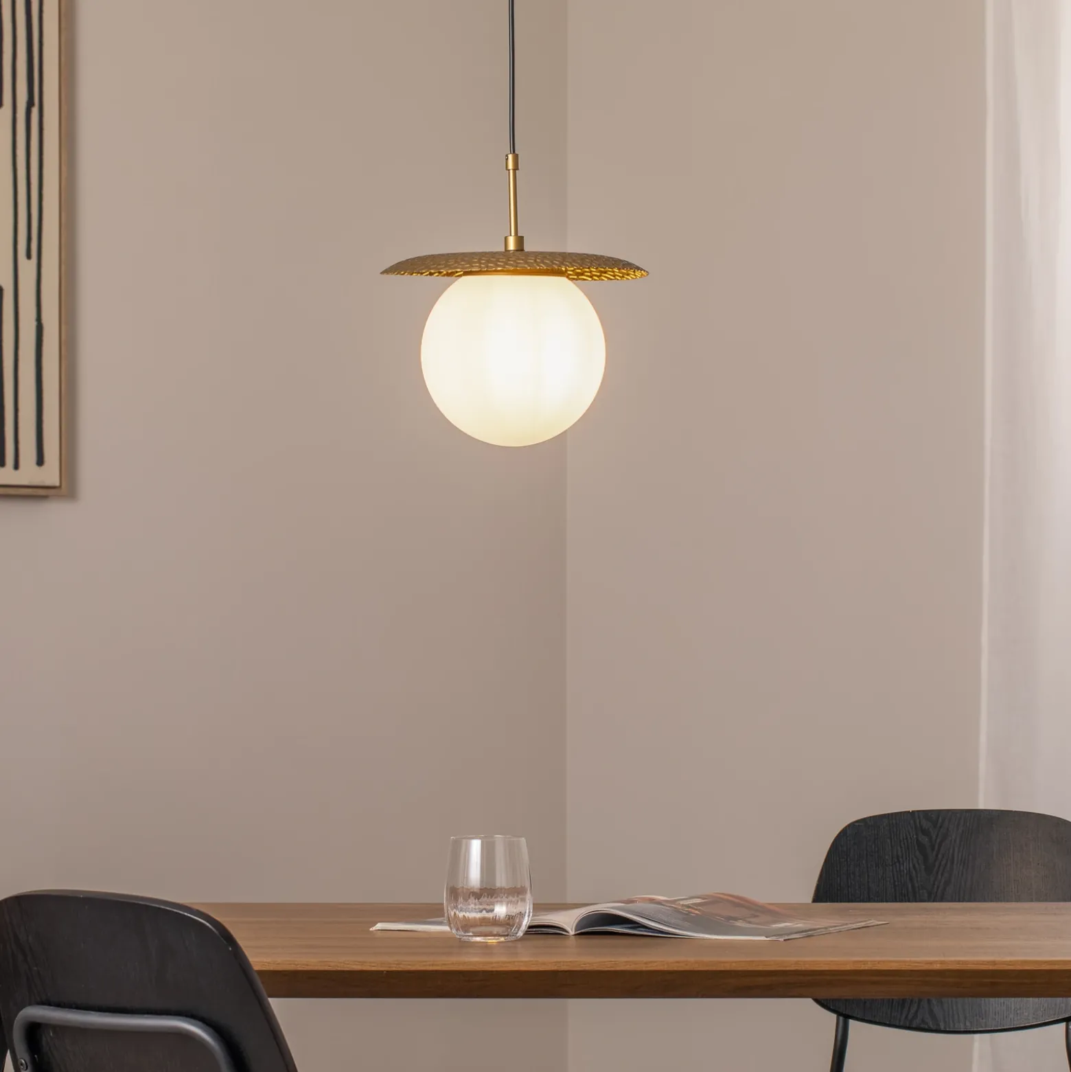 Lámpara colgante Anemon, dorada, cristal, Ø 30 cm, E27