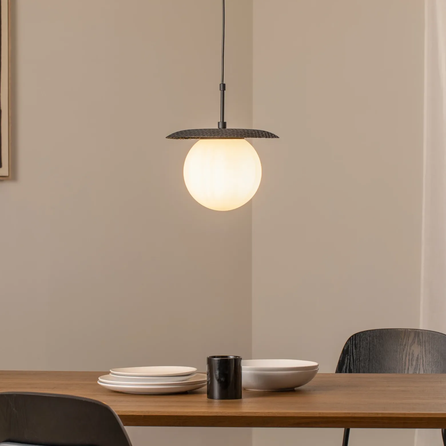 Lámpara colgante Anemon, negro, cristal, Ø 30 cm, E27