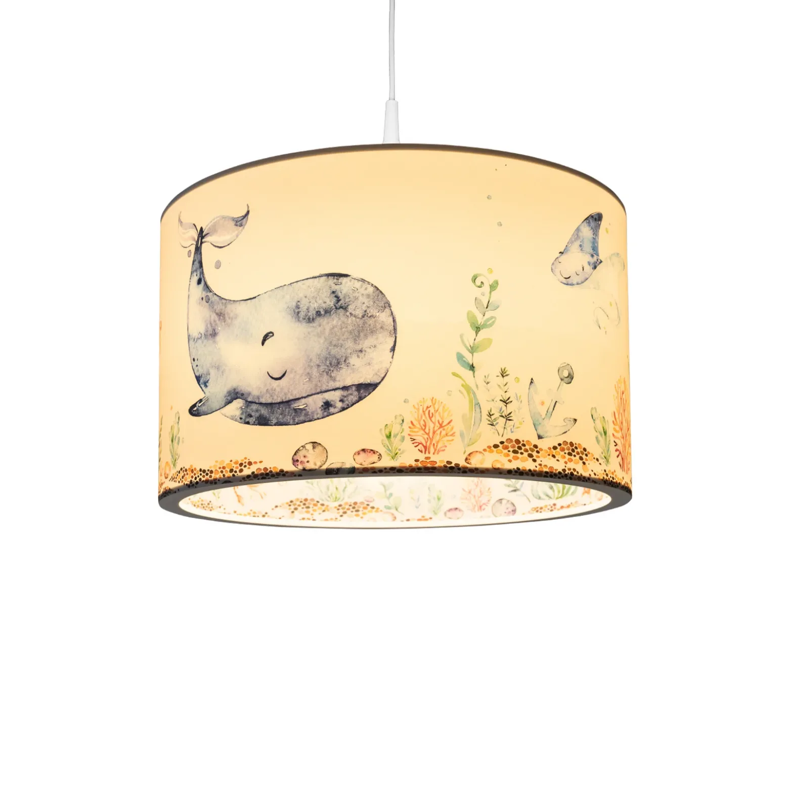 Lámpara colgante 25/40 Animales marinos, Ø 38 cm, colorida, plástico