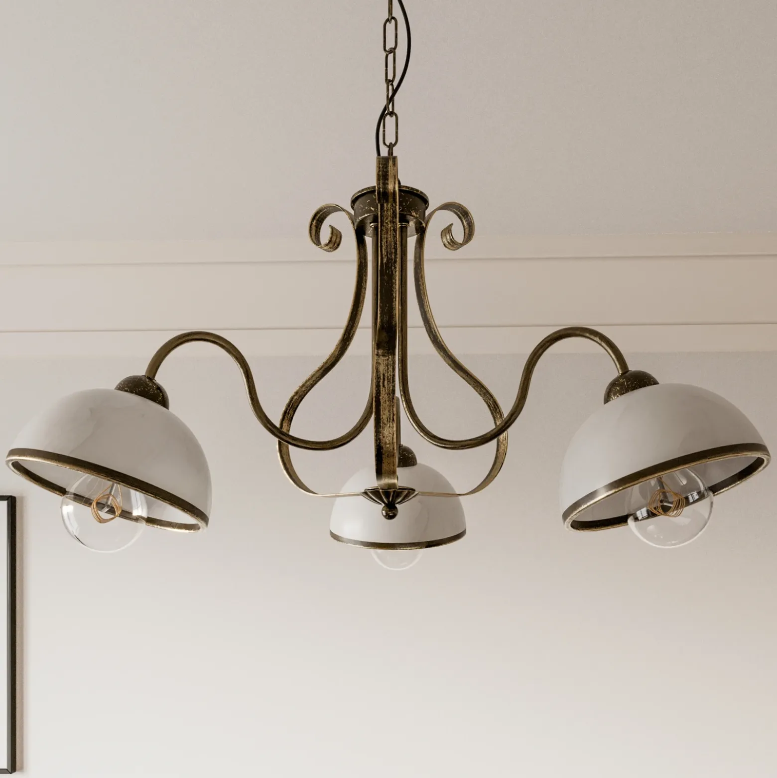 Lámpara colgante Antica de estilo rústico, 3 luces