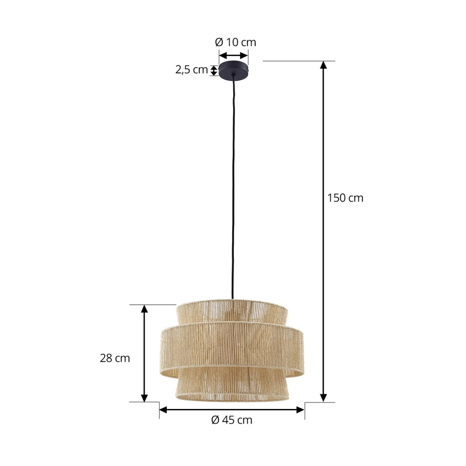 Lámpara colgante Anuva de Lindby, natural, papel, Ø 45 cm