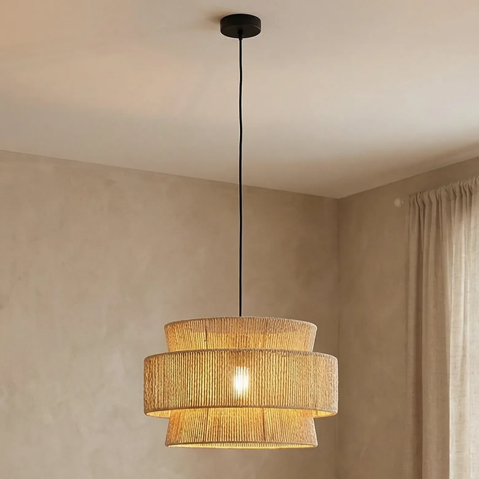 Lámpara colgante Anuva de Lindby, natural, papel, Ø 45 cm