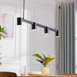 Lámpara colgante Arcchio Brinja, negro, 120 cm, 4 luces, GU10