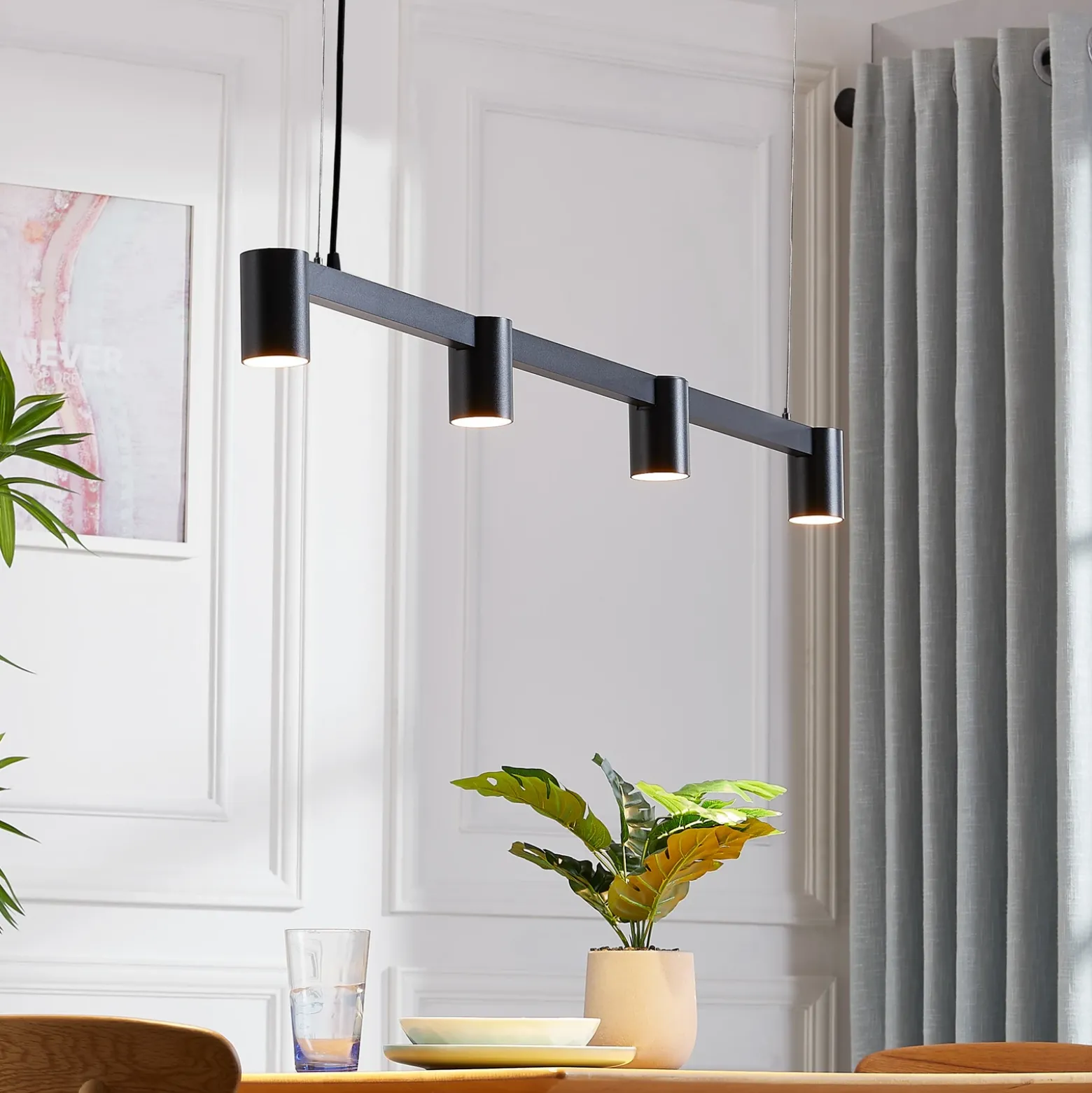 Lámpara colgante Arcchio Brinja, negro, 120 cm, 4 luces, GU10
