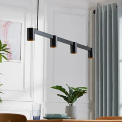 Lámpara colgante Arcchio Brinja, negro, 120 cm, 4 luces, GU10