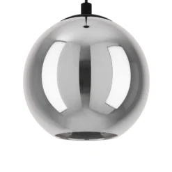 Lámpara colgante Ariscani, gris humo, Ø 20 cm, cristal, E27