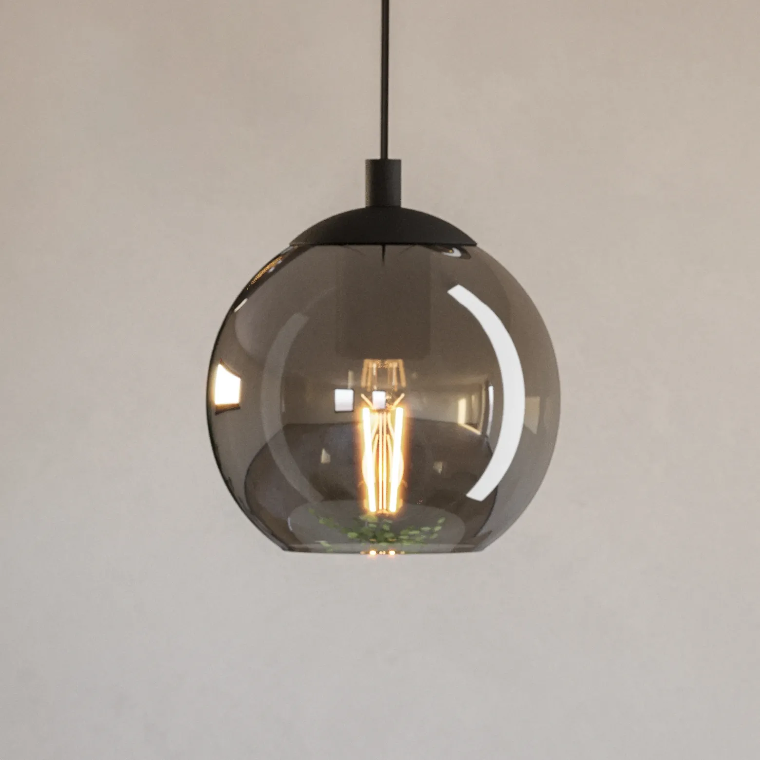 Lámpara colgante Ariscani, gris humo, Ø 20 cm, cristal, E27