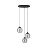 Lámpara colgante Ariscani, gris humo, Ø 43 cm, 3 luces, cristal, E27