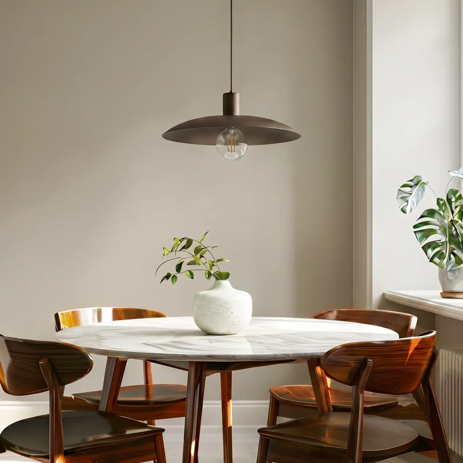 Lámpara colgante Astra, marrón, metal, Ø 41 cm, E27