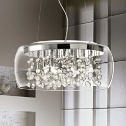 Lámpara colgante Audi vidrio transparente, Ø 50 cm