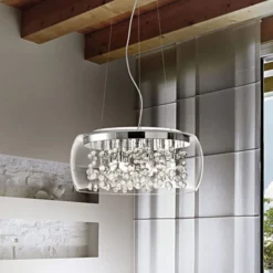 Lámpara colgante Audi vidrio transparente, Ø 50 cm