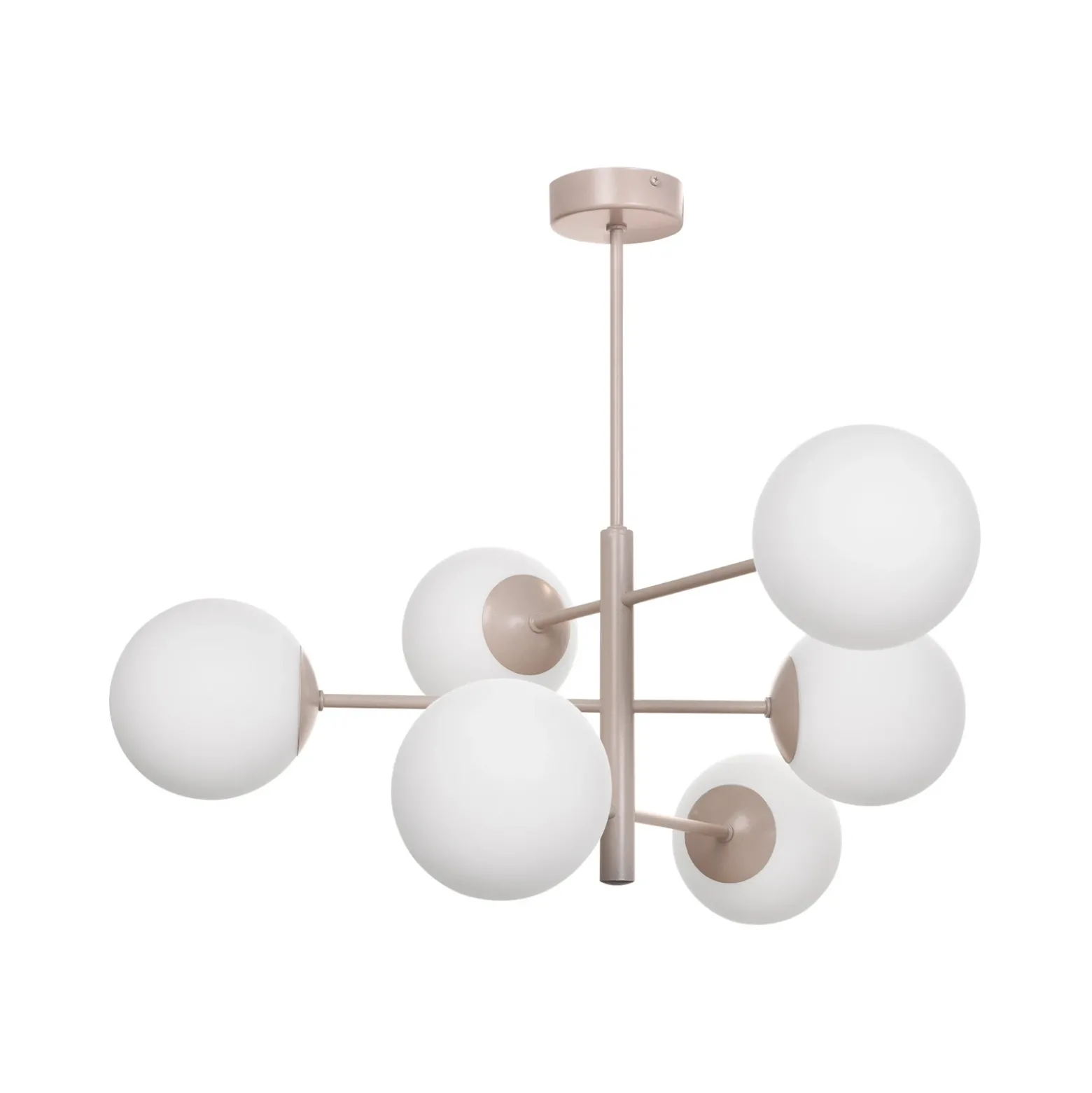 Lámpara colgante Aurora, beige, Ø 60 cm, 6 luces, cristal, E14