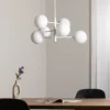 Lámpara colgante Aurora, blanca, Ø 60 cm, 6 luces, cristal, E14