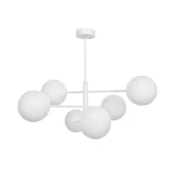 Lámpara colgante Aurora, blanca, Ø 60 cm, 6 luces, cristal, E14