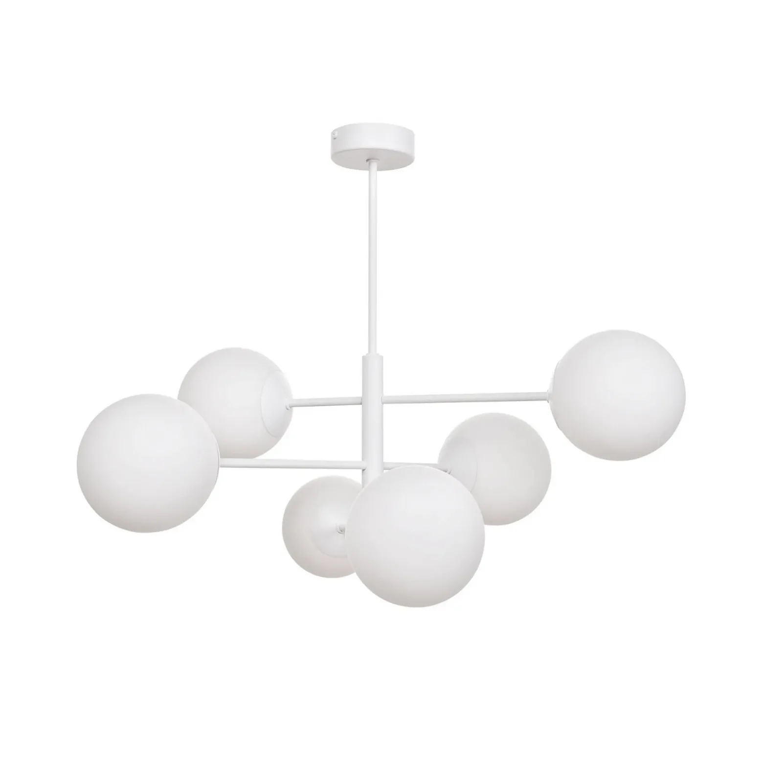Lámpara colgante Aurora, blanca, Ø 60 cm, 6 luces, cristal, E14