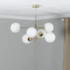 Lámpara colgante Aurora, dorada, 6 luces, cristal, metal