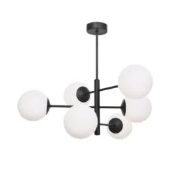 Lámpara colgante Aurora, negra, Ø 60 cm, 6 luces, cristal, E14