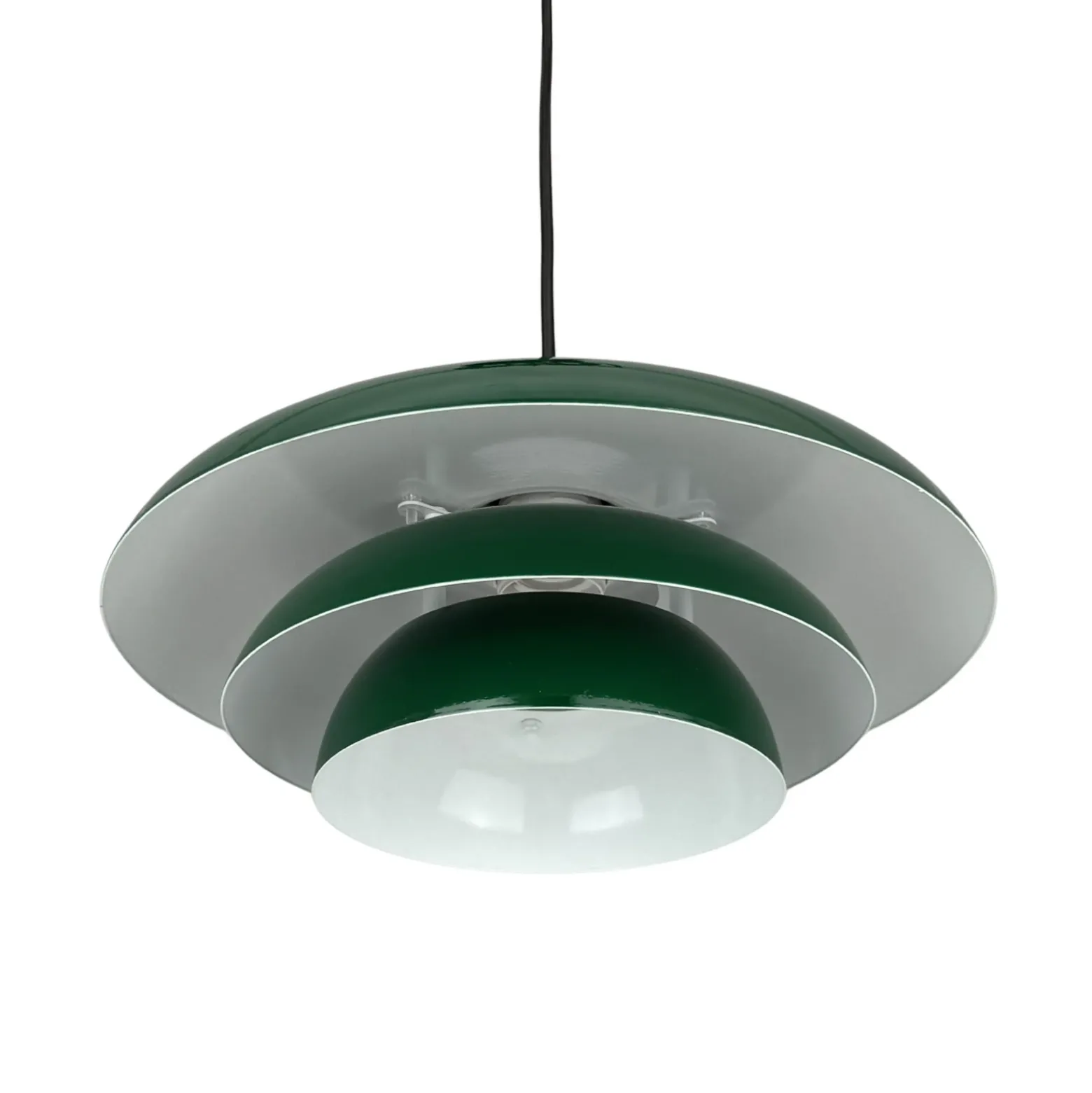 Lámpara colgante Ava de Dyberg Larsen, verde oscuro, metal, Ø 31 cm