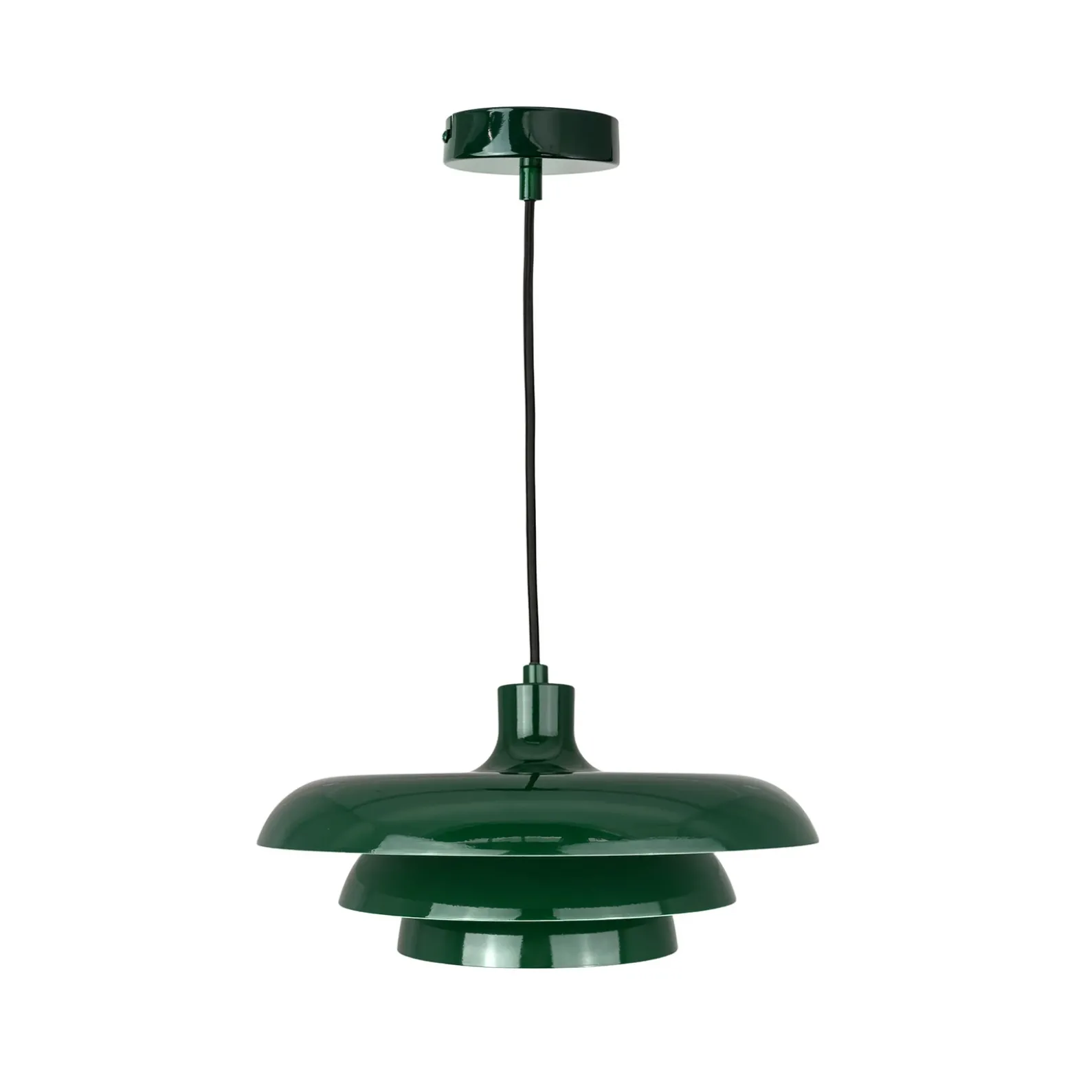 Lámpara colgante Ava de Dyberg Larsen, verde oscuro, metal, Ø 31 cm