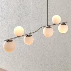 Lámpara colgante Avalyn de Lindby, color níquel, cristal, 110 cm, E14