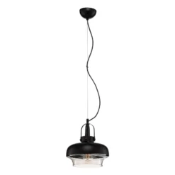 Lámpara colgante AV-5064-1BSY, pantalla de metal y cristal