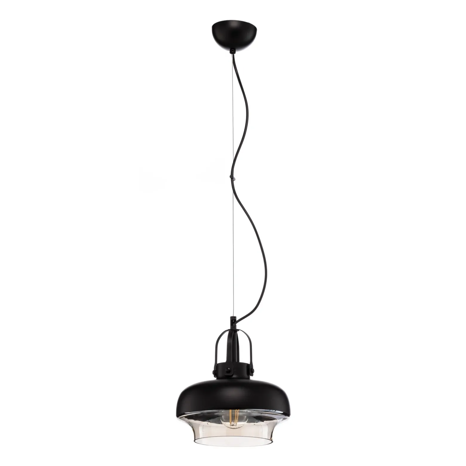 Lámpara colgante AV-5064-1BSY, pantalla de metal y cristal