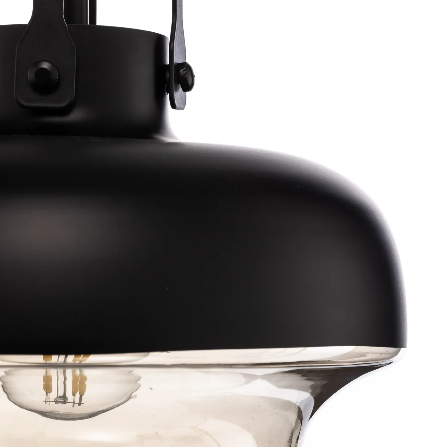 Lámpara colgante AV-5064-1BSY, pantalla de metal y cristal