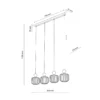 Lámpara colgante Ballo, 4 luces, beige, cristal, longitud 80 cm