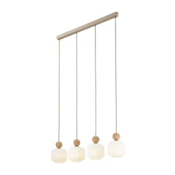 Lámpara colgante Ballo, 4 luces, beige, cristal, longitud 80 cm