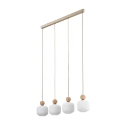 Lámpara colgante Ballo, 4 luces, beige, cristal, longitud 80 cm