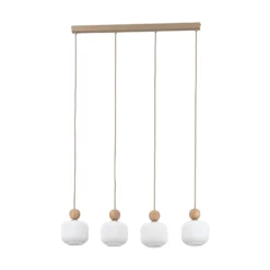 Lámpara colgante Ballo, 4 luces, beige, cristal, longitud 80 cm