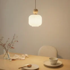 Lámpara colgante Ballo, 1 luz, blanca, cristal, Ø 15 cm, E14