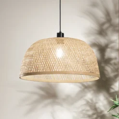 Lámpara colgante Bamboo, marrón, Ø 48 cm, bambú
