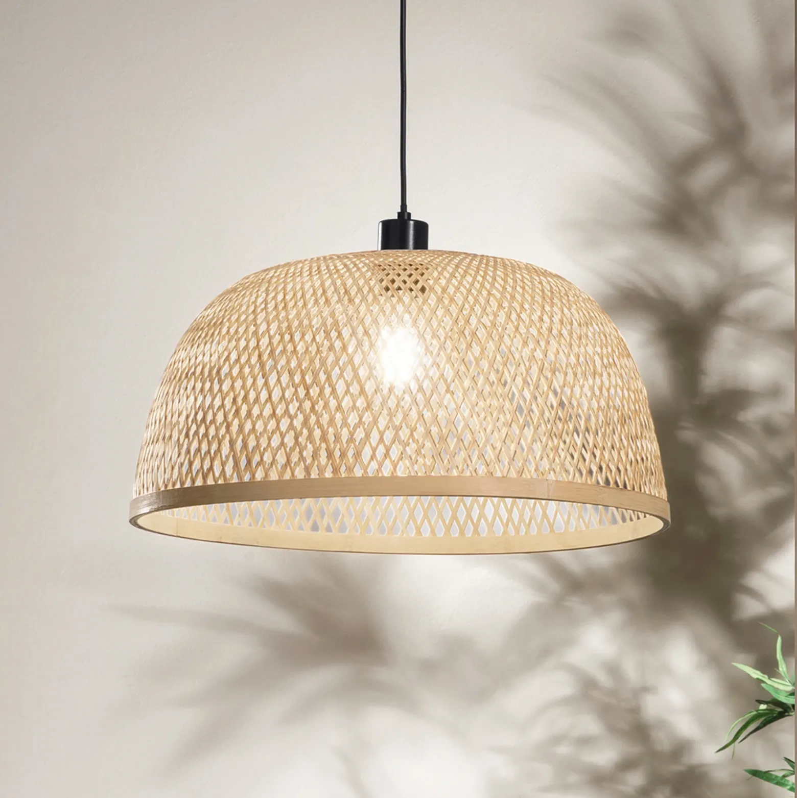 Lámpara colgante Bamboo, marrón, Ø 48 cm, bambú